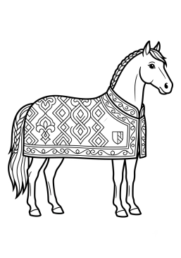 Horse with an elegant blanket Coloring