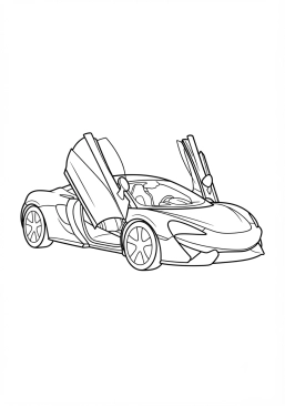 Sports car with open gullwing doors Coloring