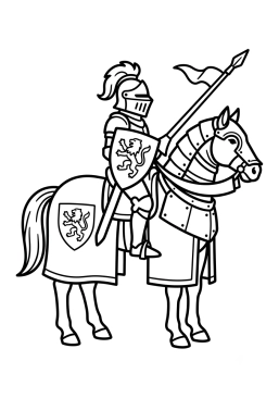 Coloriage Cheval habillé en chevalier médiéval