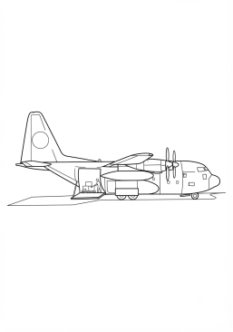 Coloriage Avion cargo avec porte ouverte