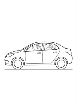 Coloriage Berline confortable avec des passagers qui font coucou